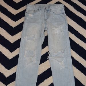 H&M Lightwash Low Rise Boyfriend destroyed jeans